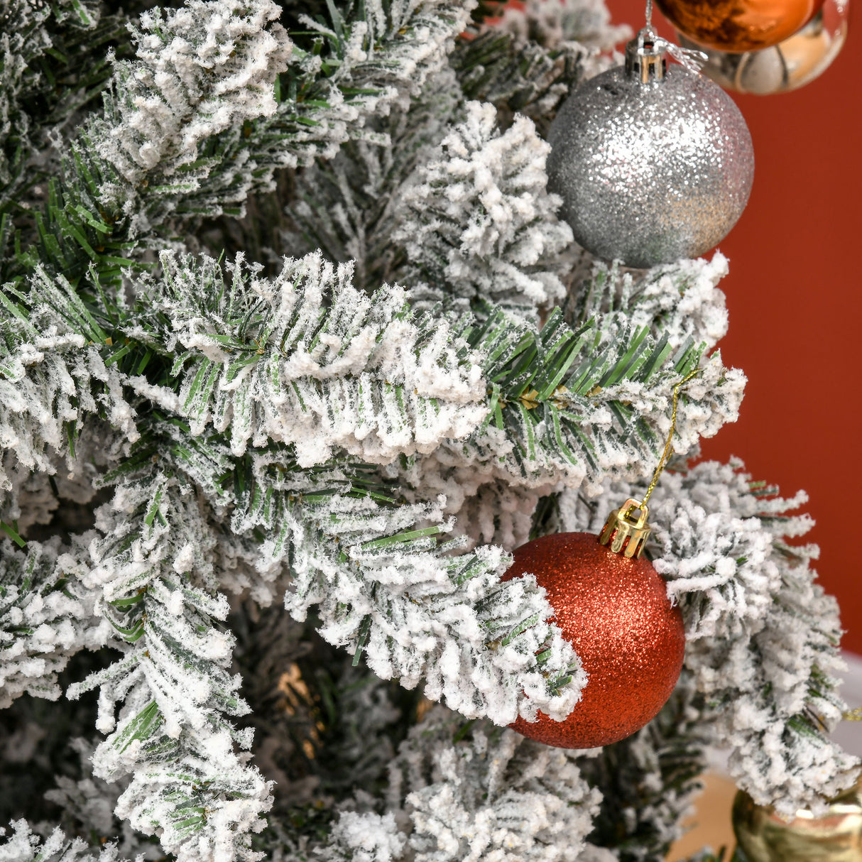 HOMCOM 9ft Unlit Snow-Flocked Slim Pine Artificial Christmas Tree