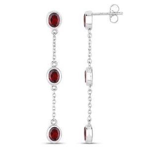 2.70 Carat Genuine Garnet .925 Sterling Silver Earrings