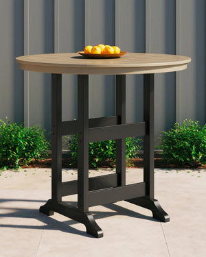 Fairen Trail - Round Bar Table w/Umb OPT - Black / Driftwood - Best Buy Furniture