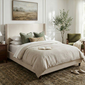 52.7" Tall Wingback Upholstered King Size Platform Bed Frame