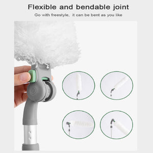 Long Handle Duster With Extension Bar, Home Dust Collector - White