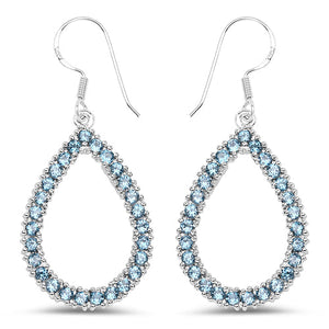 4.32 Carat Genuine London Blue Topaz .925 Sterling Silver Earrings