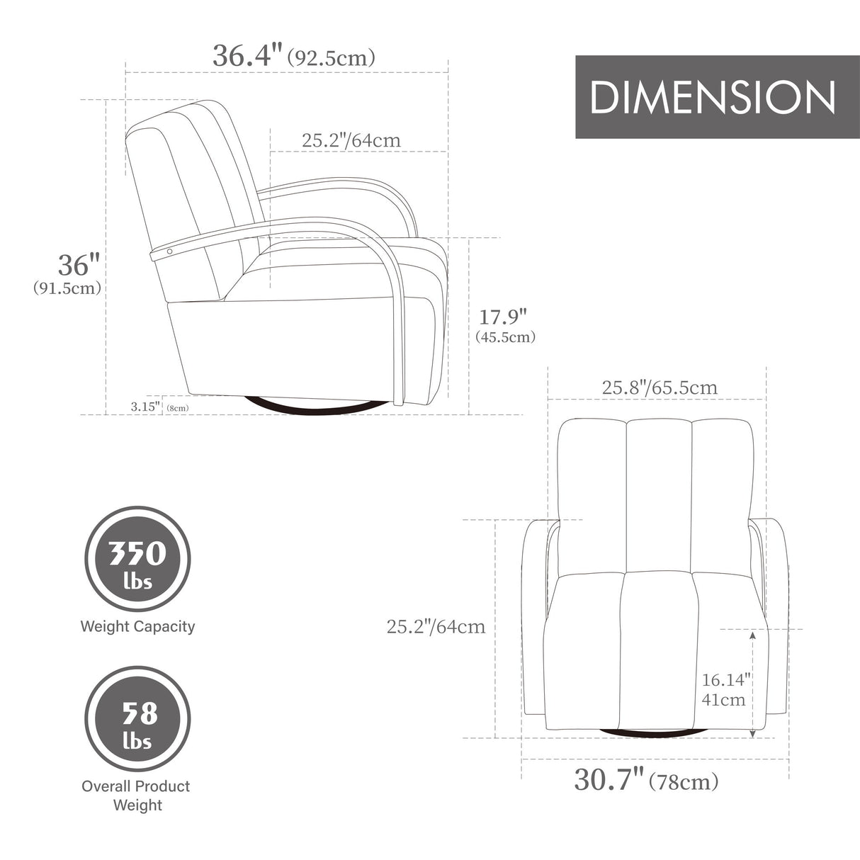 360° Swivel Accent Chair With Armrests