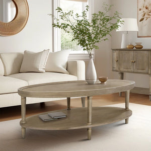 Bedford - Oval Coffee Table With Shelf - Natural