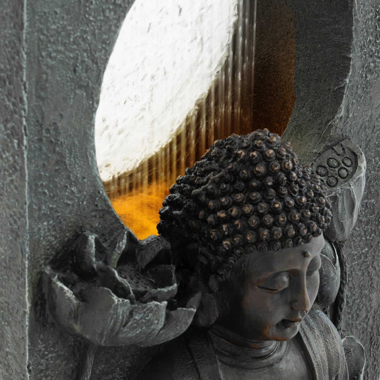 28" H Outdoor Buddha Waterfall Fountain