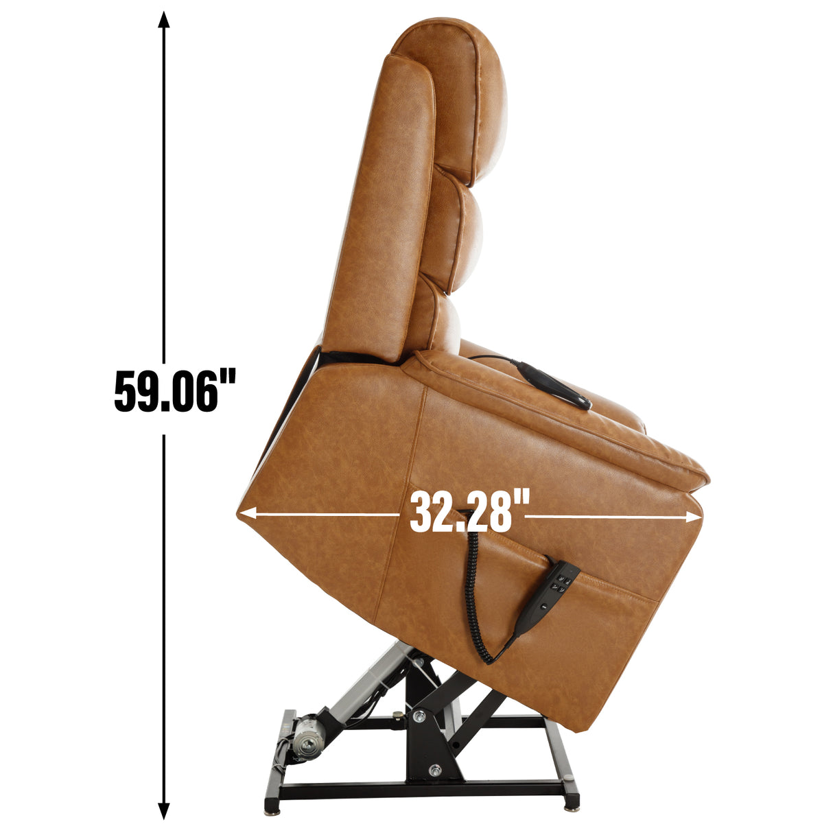 Brown Leatheraire Dual Motor Power Lift Recliner Chair