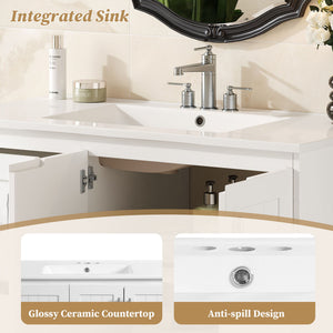 Wall Mounted Bathroom Vanity & Sink, 2 Drawers