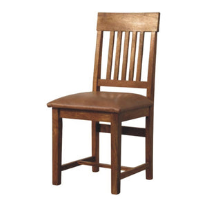 Solid Wood Leather Slatted Dining Chair