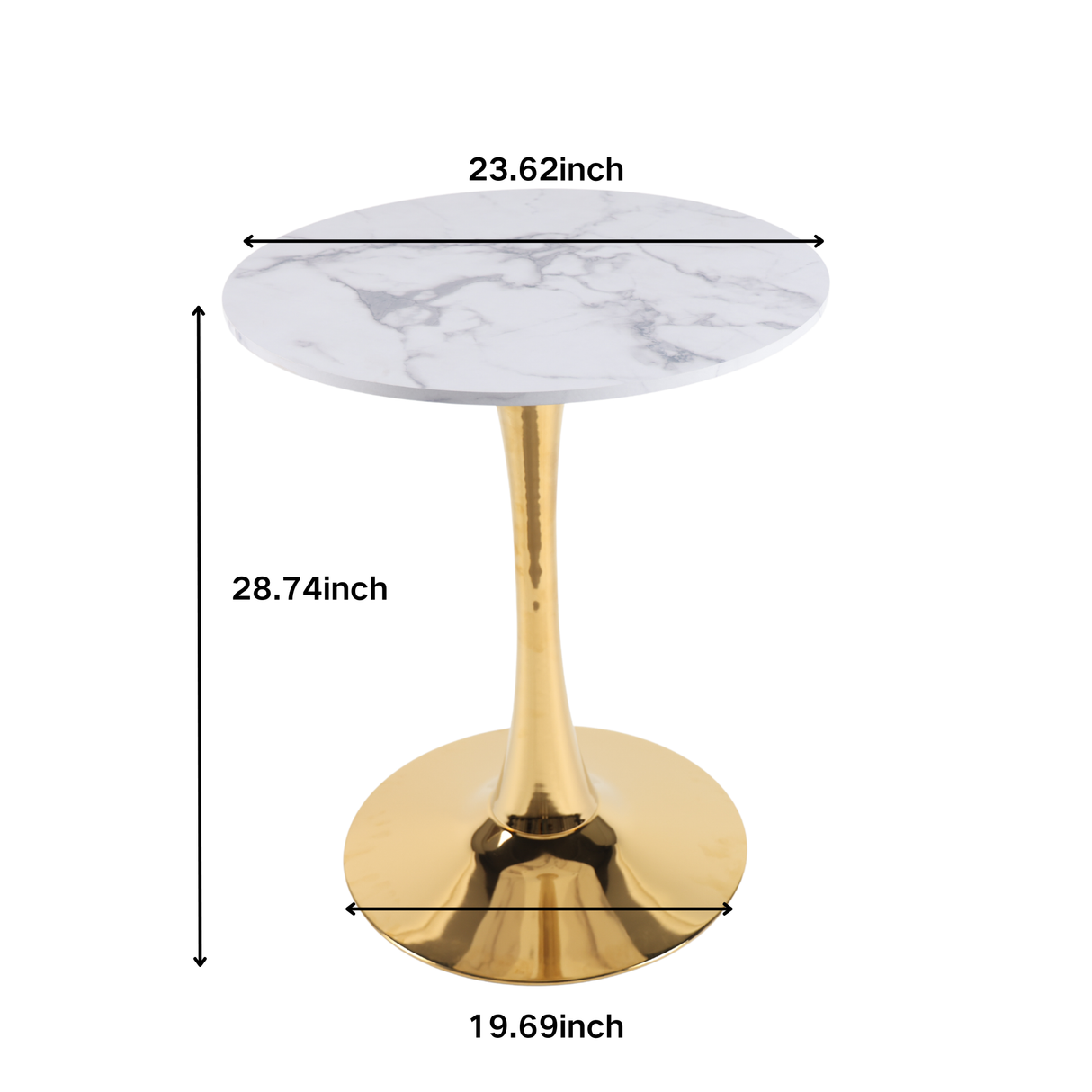 White Marble Tulip Dining Table with Golden Legs
