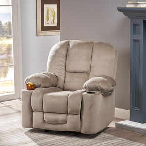 Luxurious Manual Recliner Chair With Skin-Friendly Fabric And Dual Cup Holders - Best Buy Furniture