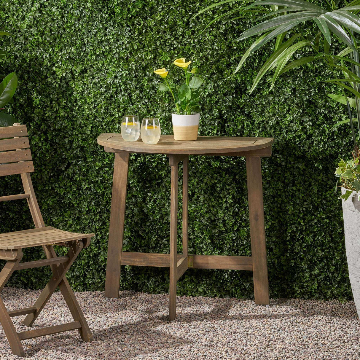 Outdoor Half Round Folding Acacia Wood Bistro Table - Best Buy Furniture