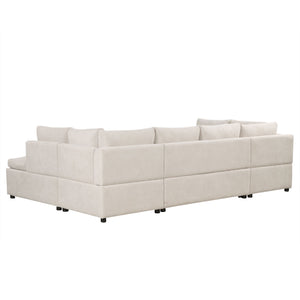 Oversized Sectional Sofa U-Shaped Sofa Couch Pull-Out Sofa Bed With Two Throw Pillows For Living Room