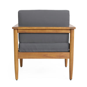 Outdoor Club Chair, Patio Chair With Teak Acacia Wood Frame - Dark Gray