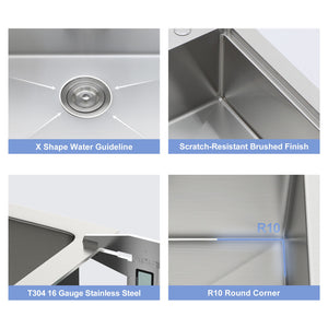 Drop In Kitchen Sink With Pull Down Faucet And Soap Dispenser