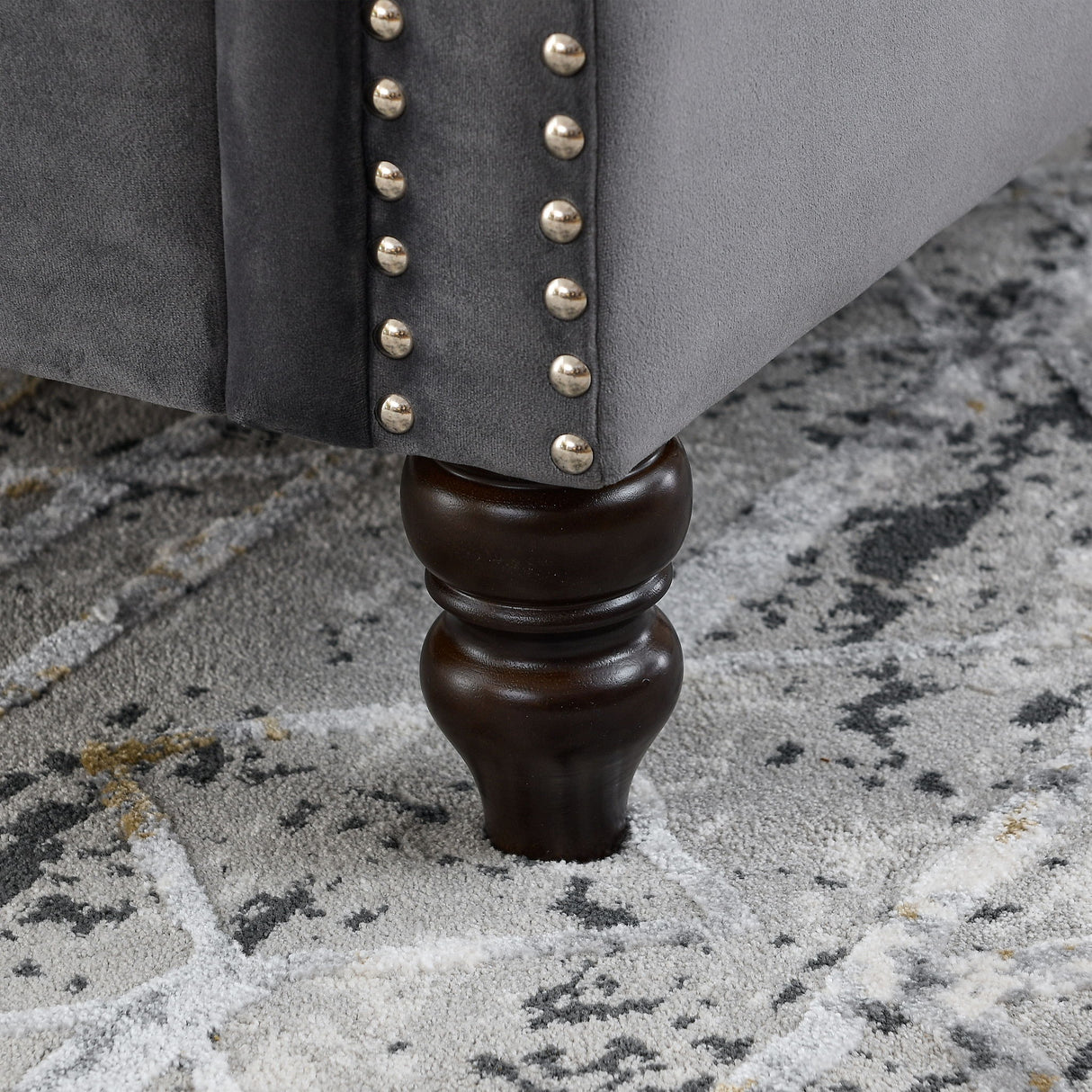 2 Seater Chesterfield Sofa With Rolled Arms And Nailhead Trim For Living Room
