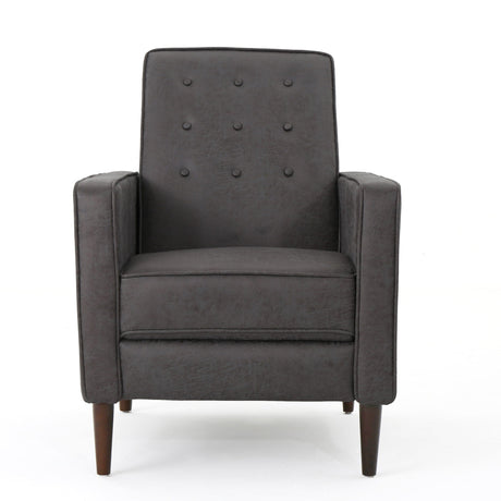 Macedonia - Mid Century Modern Button Tufted Fabric Recliner - Slate - Best Buy Furniture