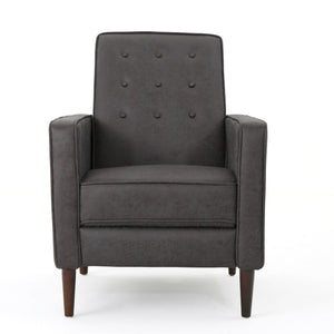 Macedonia - Mid Century Modern Button Tufted Fabric Recliner - Slate