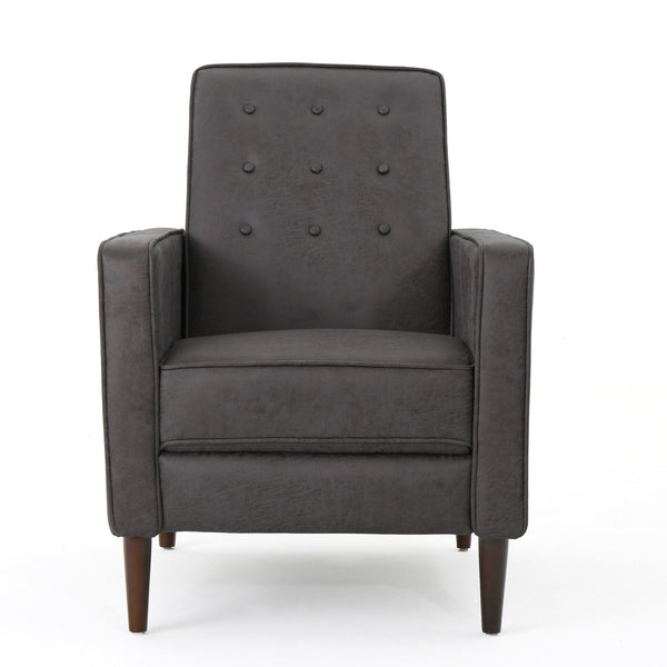 Macedonia - Mid Century Modern Button Tufted Fabric Recliner - Slate