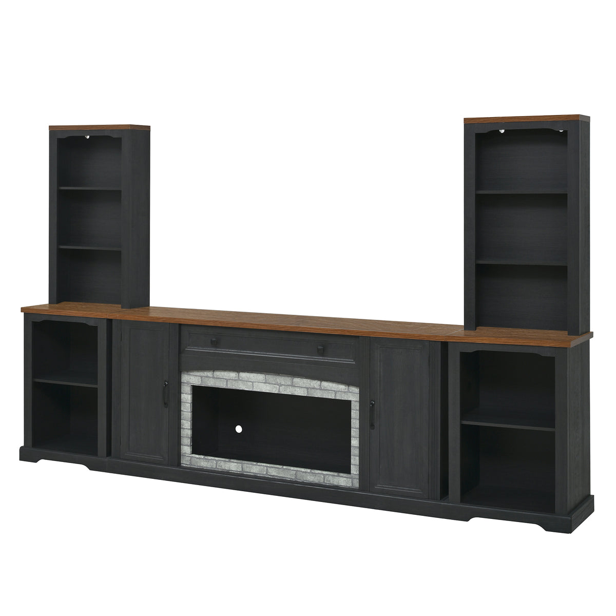 3-Piece TV Stand Set with Curved Side Cabinets for TVs Up to 70"