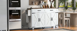K&K 53.5'' Farmhouse Kitchen Island with Power Outlet