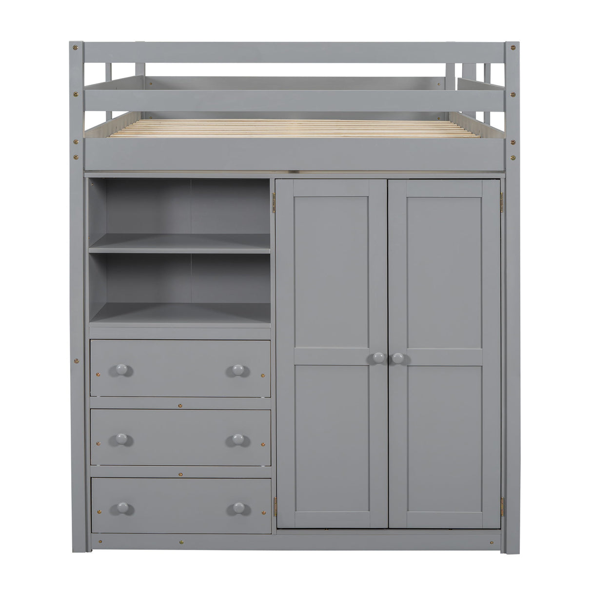Loft Bed With Built In Wardrobe, Shelves And Drawers