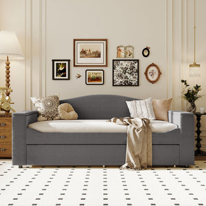 Upholstered Daybed With Storage Armrests, Trundle And Latest Integrated tooth Audio System