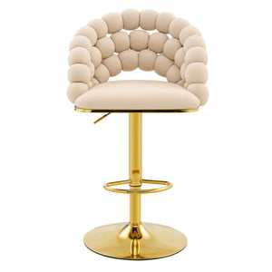 Puffy Bubble Chair, Ball Chain (Set of 2) - Beige / Gold