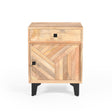 Solid Wood Vintage Nightstand With Handcrafted Detailing - Natural - Best Buy Furniture