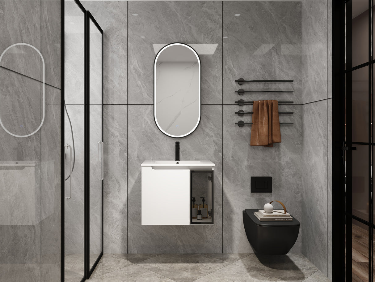 24" Wall-Mounted Bathroom Vanity With Ceramic Sink