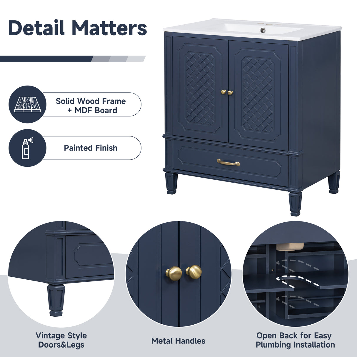 60" Bathroom Vanity with Double Sink Combo Set