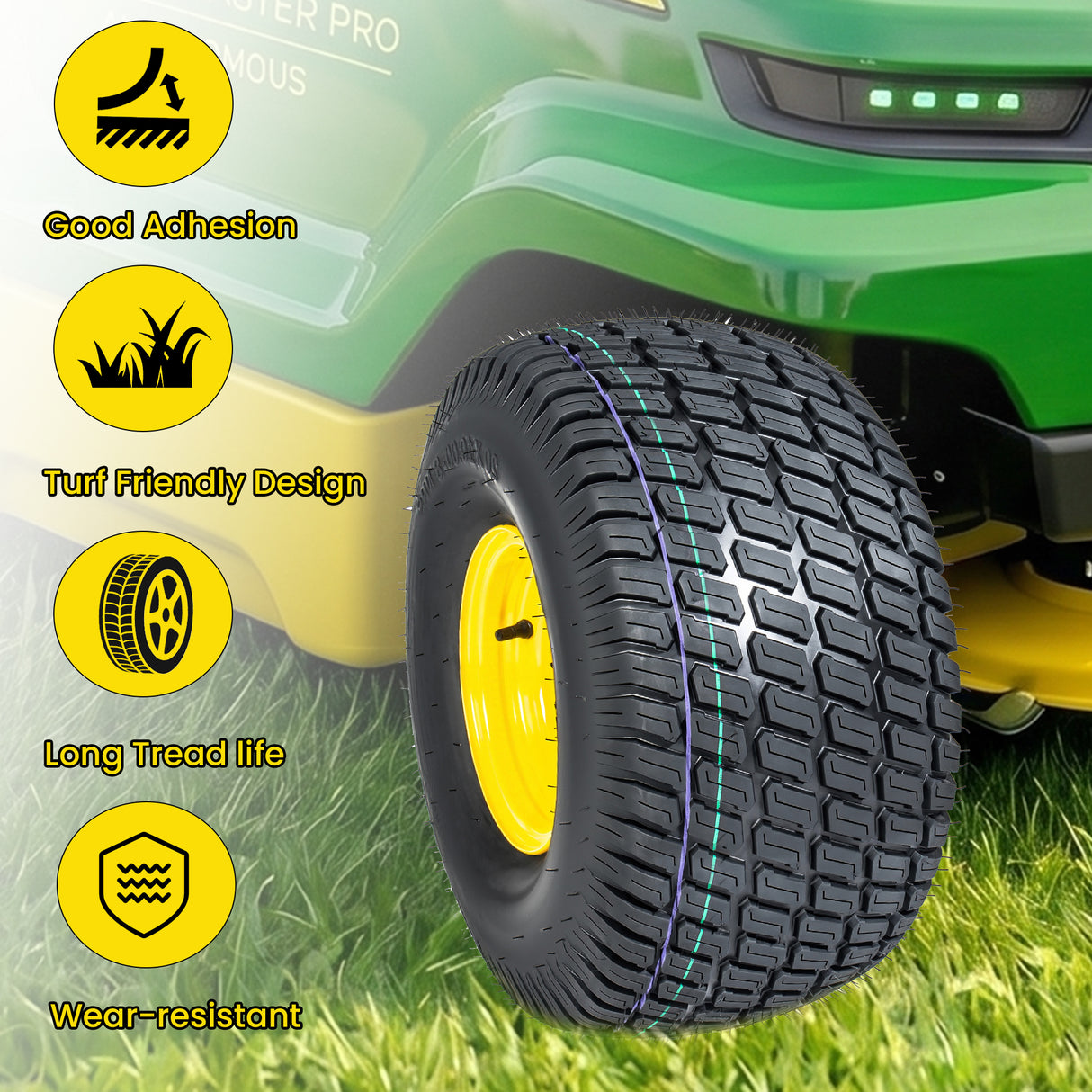 Set of 2 Lawn Mower Tires and Wheel Assembly