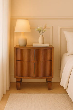 Solid Wood Louvre Bedside Unit