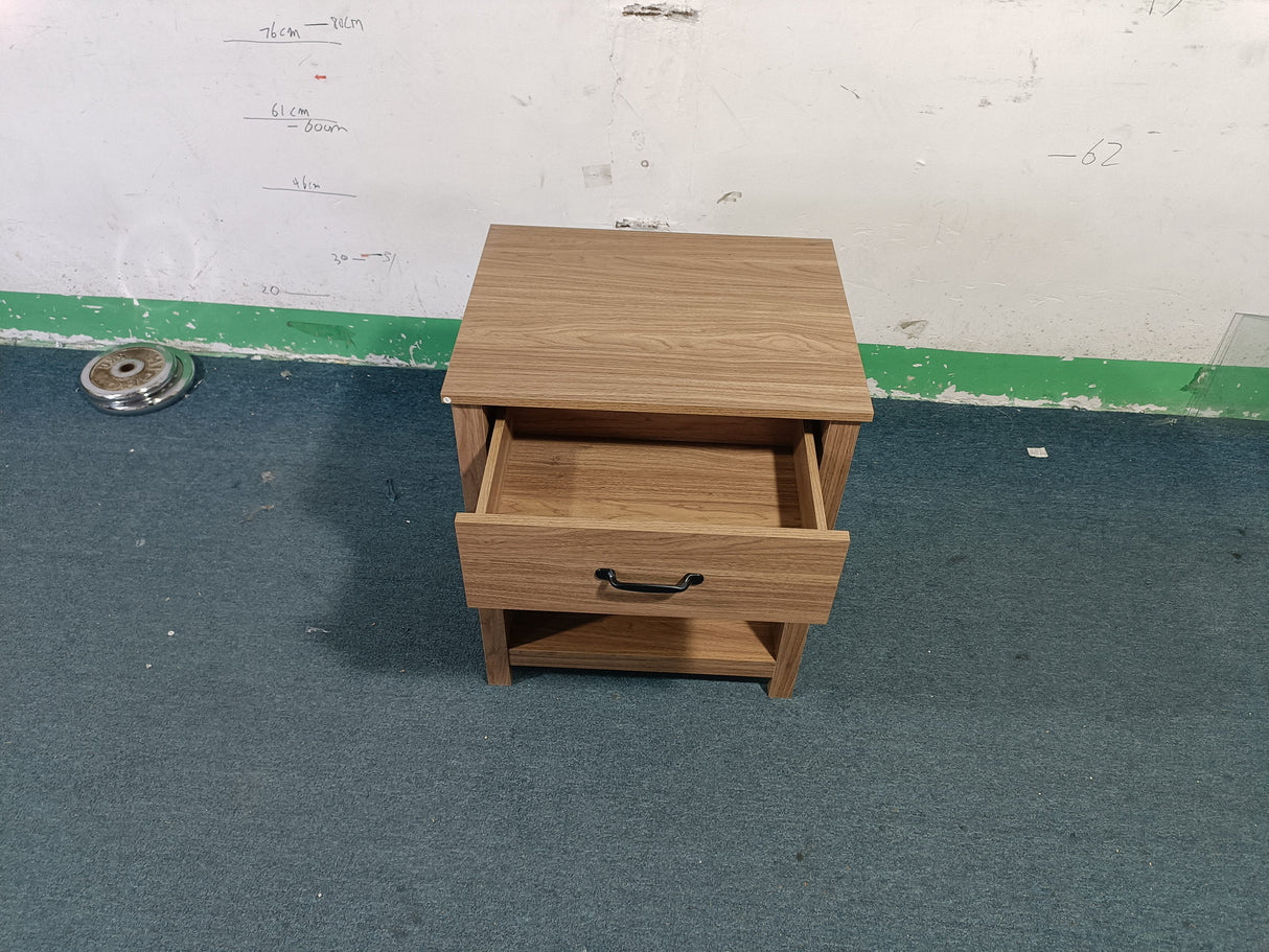 Wood Nightstand with Drawer and Open Shelf