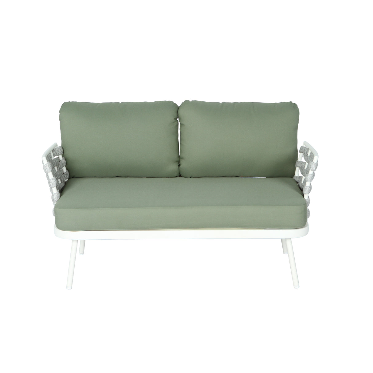 Mariano Steel 4-Pieces Conversation Set, Off White+Green