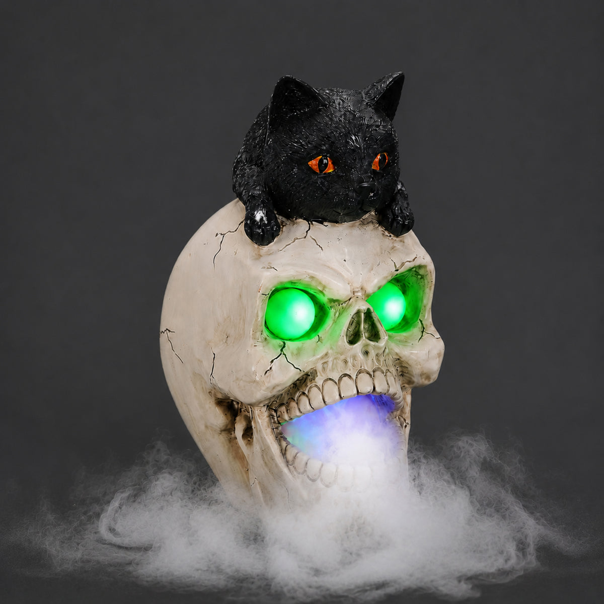 Halloween Cat Skull Statue