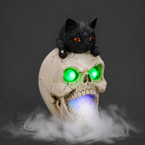Halloween Cat Skull Statue