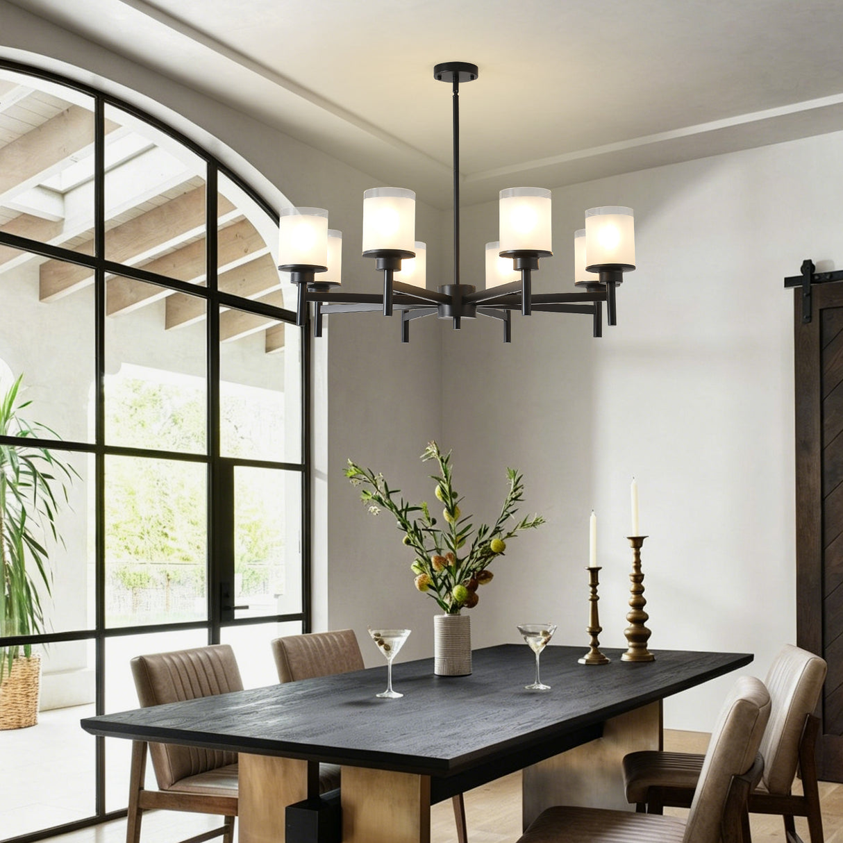 8-Light Frosted Glass Farmhouse Chandelier
