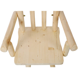 Rustic Bar Stool, Fir Wood Construction, Wide Armrest