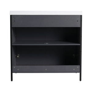 Contemporary Freestanding Bathroom Vanity With Adjustable Shelves