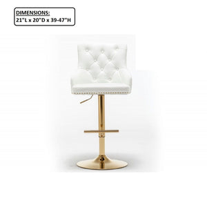 Adjustable Swivel Bar Stool With Nailhead Trim (Set of 2)