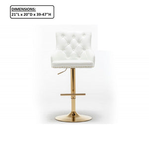 Adjustable Swivel Bar Stool With Nailhead Trim (Set of 2)