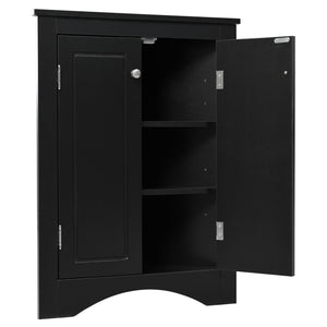 Triangle Bathroom Storage Cabinet With Adjustable Shelves, Freestanding Floor Cabinet For Home Kitchen