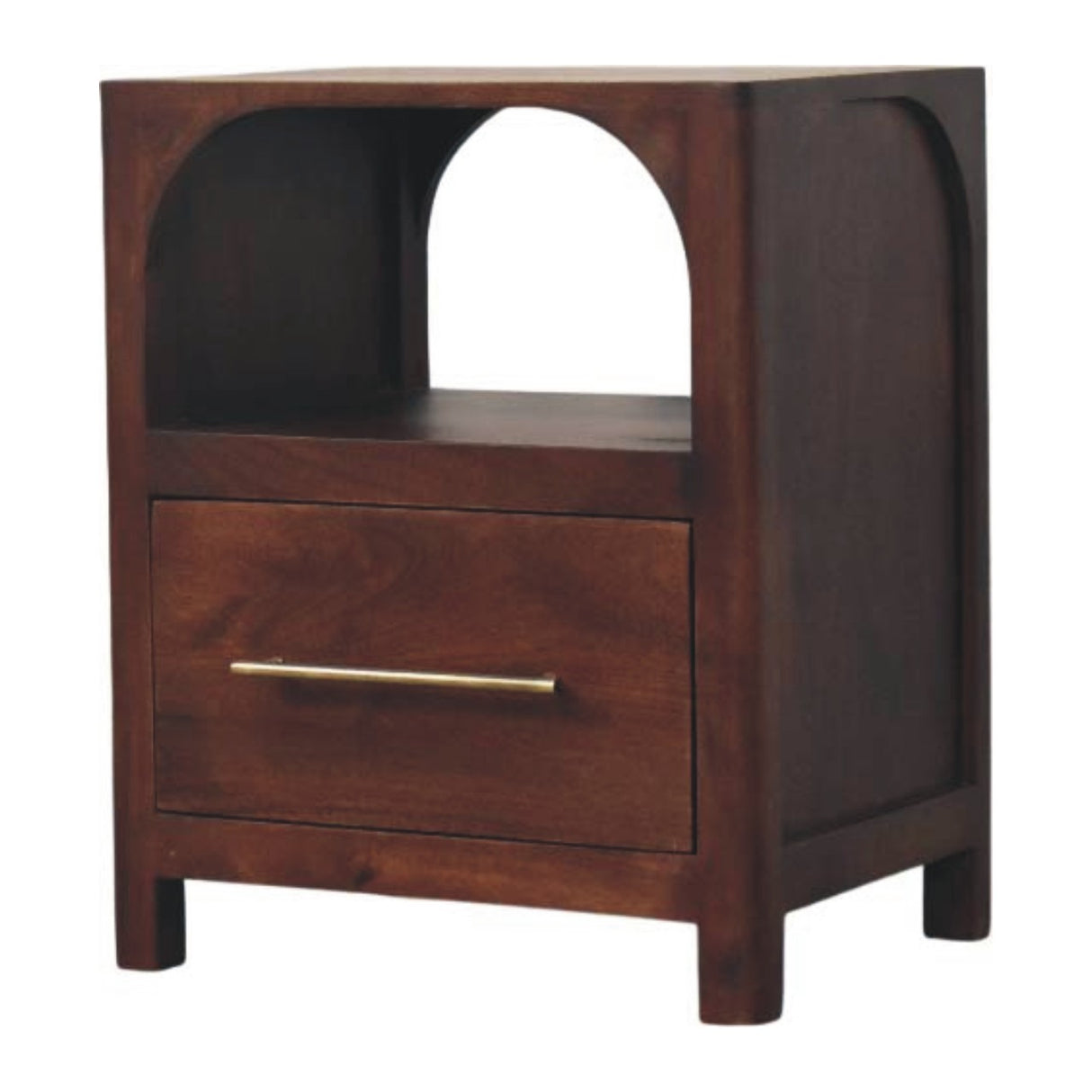 Solid Wood Arched Edge 1 Drawer Bedside