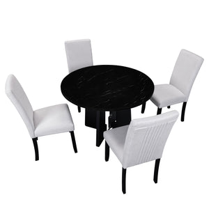 5 Piece Round Dining Table Set, Modern Dining Table And 4 Upholstered Chairs For Dining Room