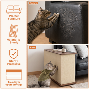 2-in-1 Cat Scratcher Side Table with Hidden Storage - MDF