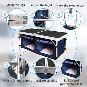 Folding Camping Table With Storage Compartment