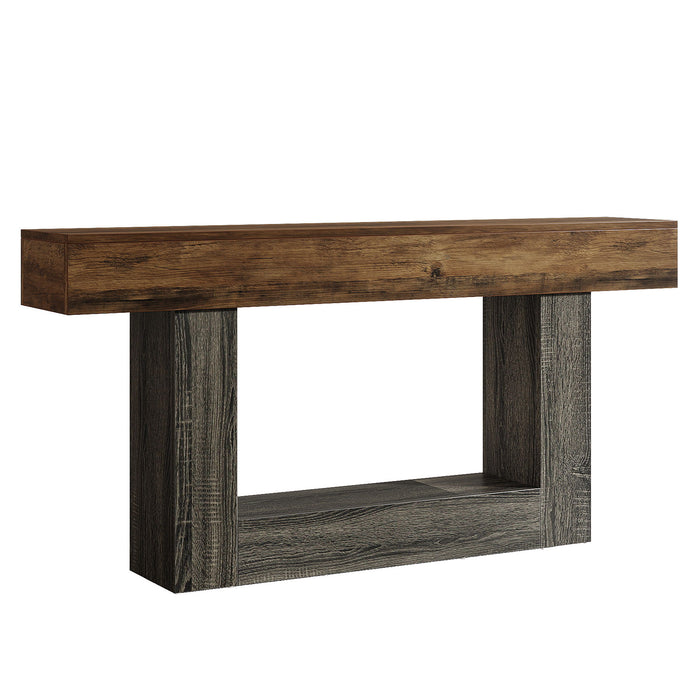 Console Table with 2 Tier Storage and U-Shaped Base - Light Brown or Dark Brown