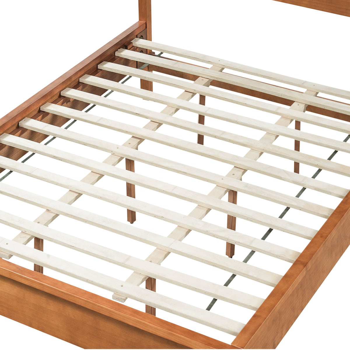 Queen Size Solid Wood Platform Bed with Curved Headboard