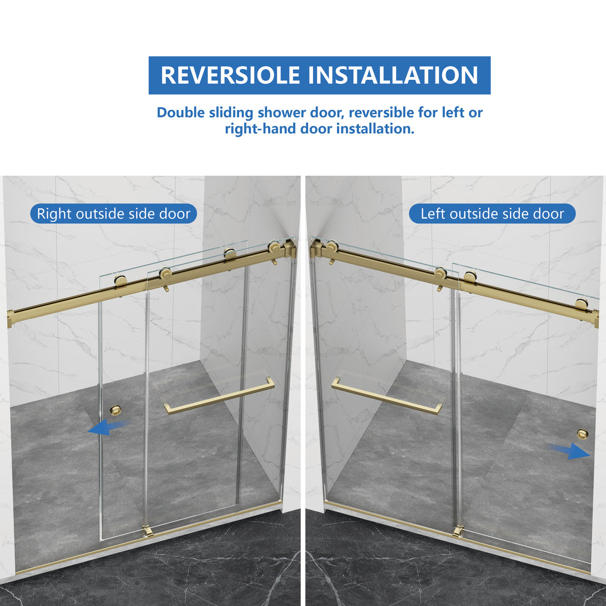 Frameless Shower Door with Double Sliding Design
