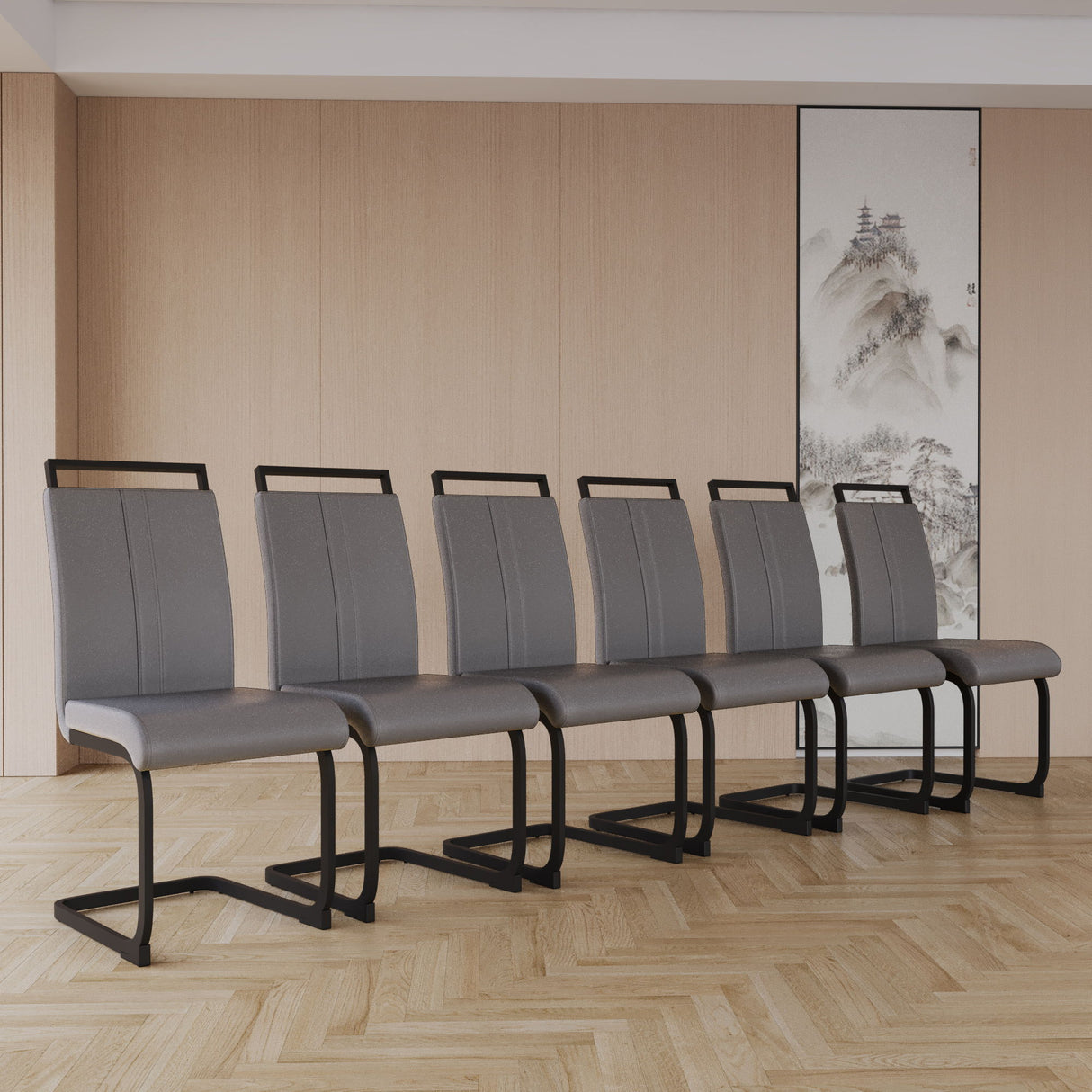 Modern Dining Chairs With High Back Upholstered Design Metal Legs